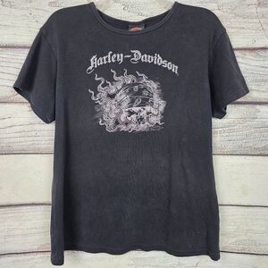 Harley Davidson Skull T Shirt Black Short Sleeve 2XL